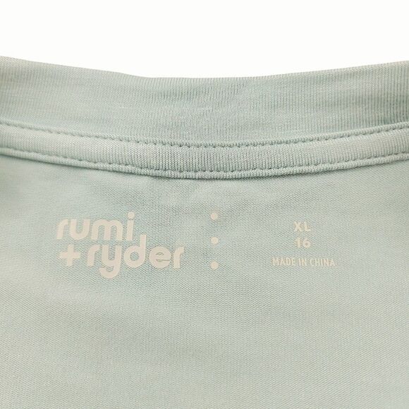 Rumi+Ryder Tee Girls Youth XL 16 Green Long Sleeve Twist Front Soft Fabric - Picture 9 of 12